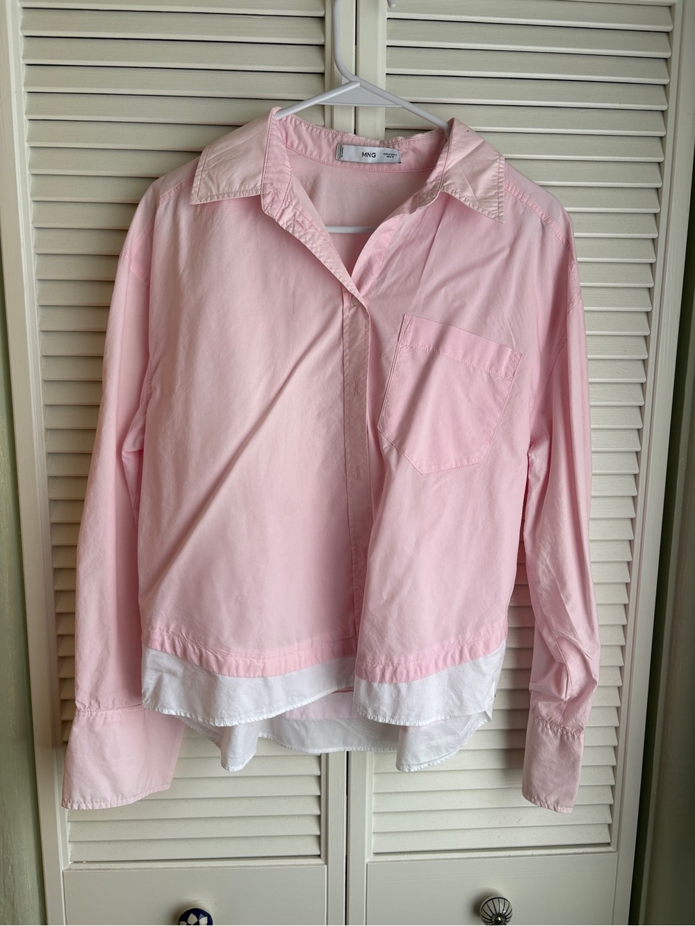 Mango Light Pink Layered Hem Shirt